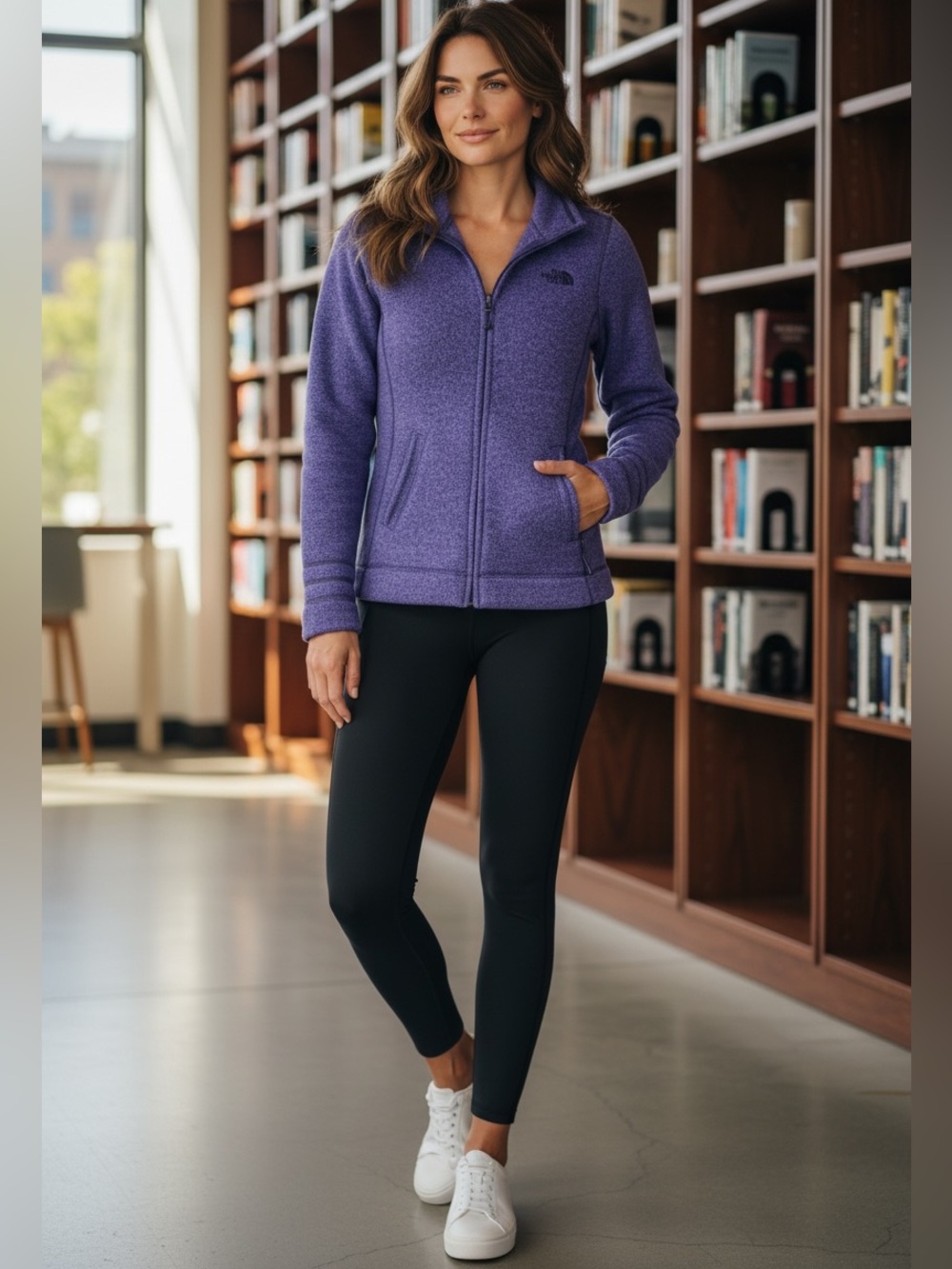 The North Face Heathered Purple Full-Zip Fleece Jacket
